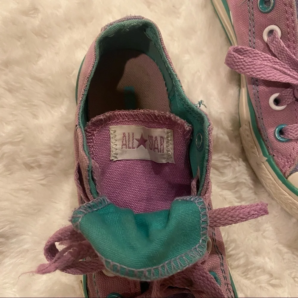 PURPLE and teal converse